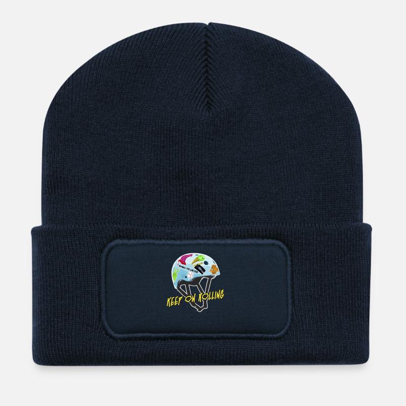 Patineur - Beanie recyclé à patch - bleu marine
