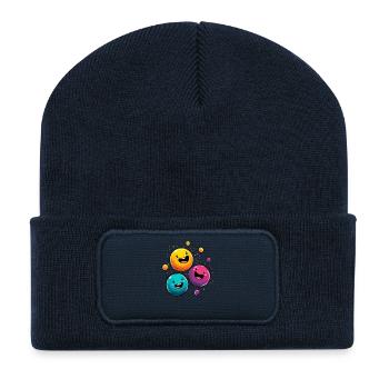 Joie colorée du bal - Beanie recyclé à patch - bleu marine - Devant