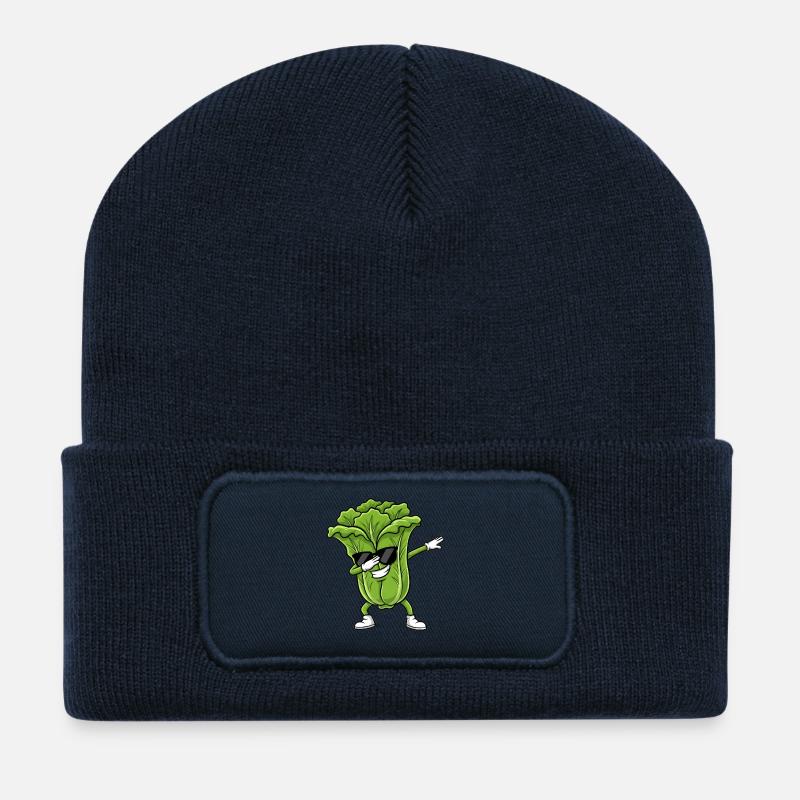 Retro Stern Salat - Recycelte Patch Beanie - French Navy