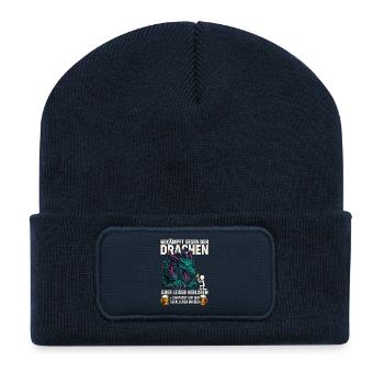 Chemise de soirée d’enterrement de vie de garçon combattue de dragon - Beanie recyclé à patch - bleu marine - Devant