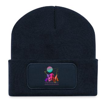 Neon Chess Collage - Recycled Patch Beanie - french navy - Front