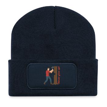 Nie aufgeben Holzfäller in Aktion - Recycelte Patch Beanie - French Navy - Vorne
