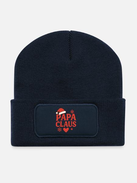 Splendeur de Noël de Papa Noël - Beanie recyclé à patch - bleu marine