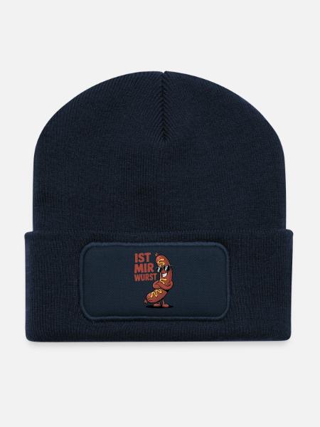 Ist mir Wurst – cooler Spruch mit Witz - Recycelte Patch Beanie - French Navy