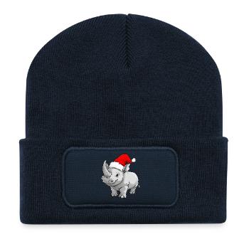 Nashorn Weihnachten - Recycelte Patch Beanie - French Navy - Vorne
