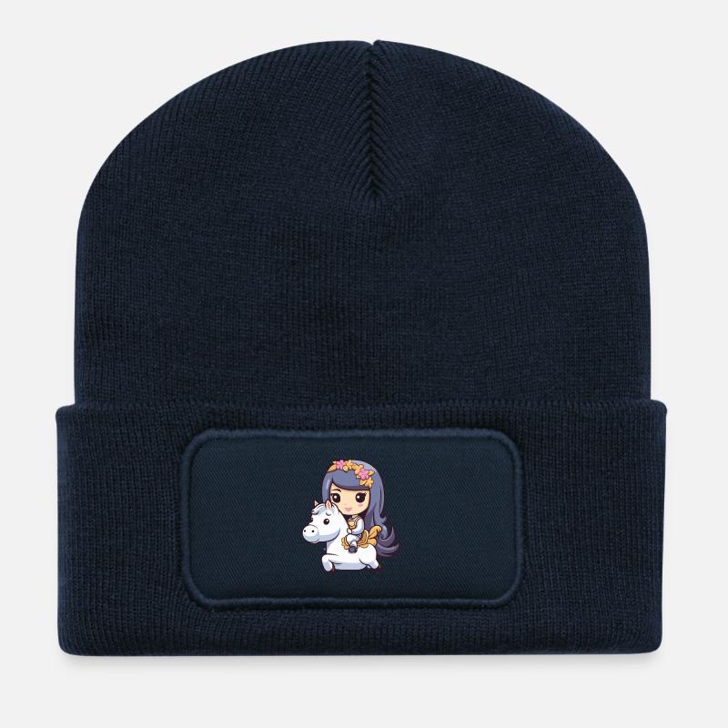 Prinzessin Pferd Comic - Recycelte Patch Beanie - French Navy
