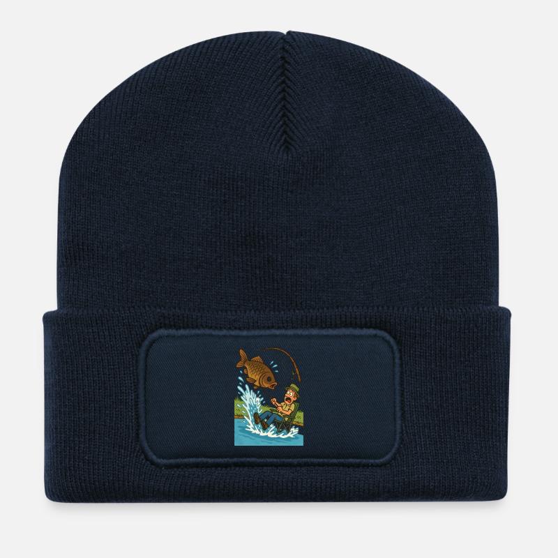Überraschender Fang beim Angeln - Recycelte Patch Beanie - French Navy