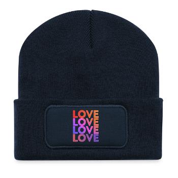 LOVE Text Font Design Gradient Typo - Recycled Patch Beanie - french navy - Front