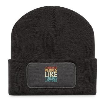 Blähungen Milch Allergie Laktose Intoleranz - Recycelte Patch Beanie - Dunkelgrau - Vorne