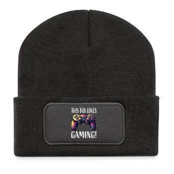 Ce gamin adore les manettes de jeu - Beanie recyclé à patch - charbon - Devant