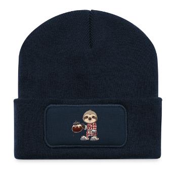 Funny Sloth Coffee Lover Morning Brew - Recycled Patch Beanie - french navy - Front