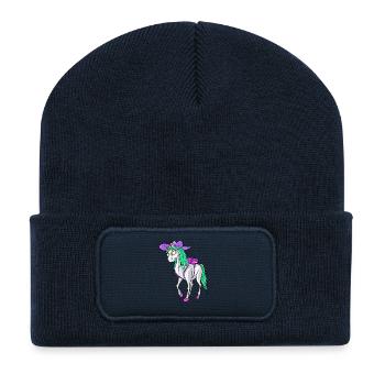 Retour à l’école 2026 Design de style licorne Tee Kids - Beanie recyclé à patch - bleu marine - Devant
