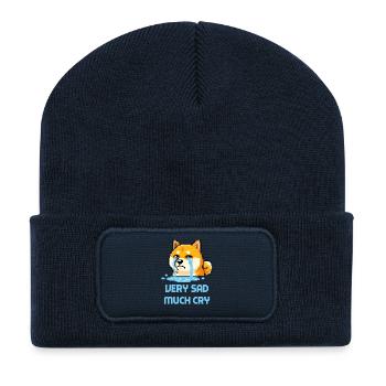 Sehr traurig Much Cry – Doge-Meme-Pixelart - Recycelte Patch Beanie - French Navy - Vorne