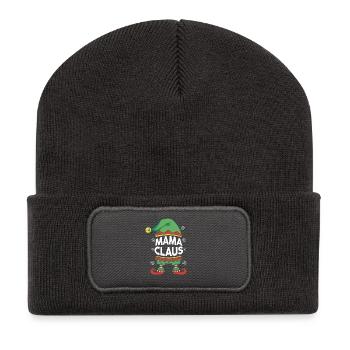 Weihnachtsmann Mama Claus Weihnachten - Recycelte Patch Beanie - Dunkelgrau - Vorne
