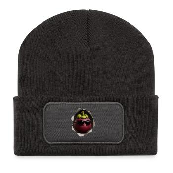 Mangostane mit Sonnenbrille - Recycelte Patch Beanie - Dunkelgrau - Vorne