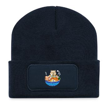 Kawaii Anime Shiba Inu Ramen Japanese Noodle Dog G - Recycled Patch Beanie - french navy - Front