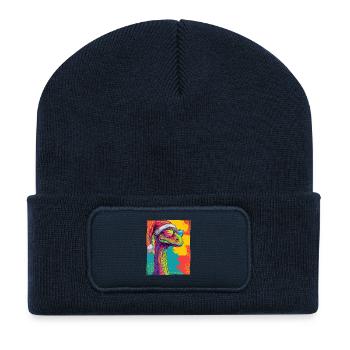 Dinosaurier brontosaurus Weihnachten Porträt - Recycelte Patch Beanie - French Navy - Vorne
