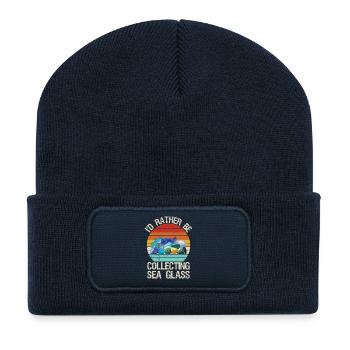 I'd Rather Be Collecting Sea Glass Beach Glass - Recycelte Patch Beanie - French Navy - Vorne