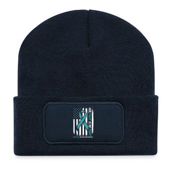 Cervical Cancer Awareness for mom, wife, grandma - Recycled Patch Beanie - french navy - Front