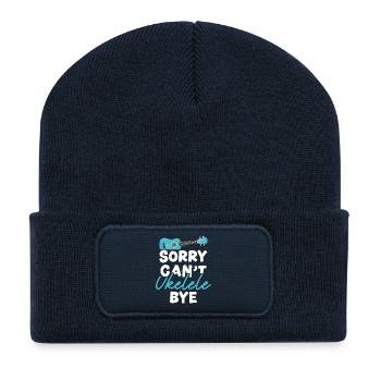 Hawaiian Ukulele Uke Sorry. Can't. - Recycelte Patch Beanie - French Navy - Vorne