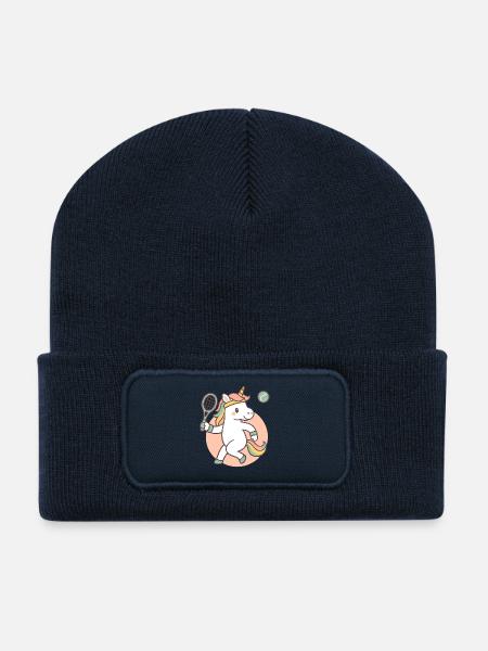 Einhorn Tennis, Kinder Shirt - Recycelte Patch Beanie - French Navy