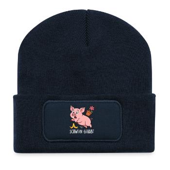 Schwein Gehabt - Recycelte Patch Beanie - French Navy - Vorne