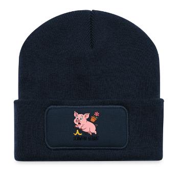Schwein Gehabt - Recycelte Patch Beanie - French Navy - Vorne
