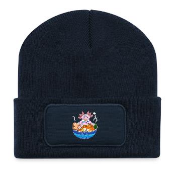 Süßes Axolotl Ramen Kawaii Japanisches Nudelfutter Haustier - Recycelte Patch Beanie - French Navy - Vorne