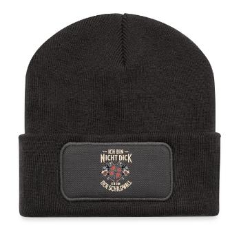 Nicht dick Schildwall, Lustiger Wikinger Spruch - Recycelte Patch Beanie - Dunkelgrau - Vorne