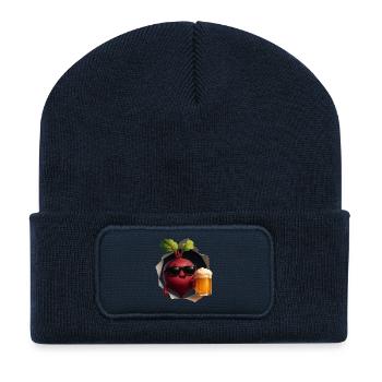 Bière à la betterave - Beanie recyclé à patch - bleu marine - Devant