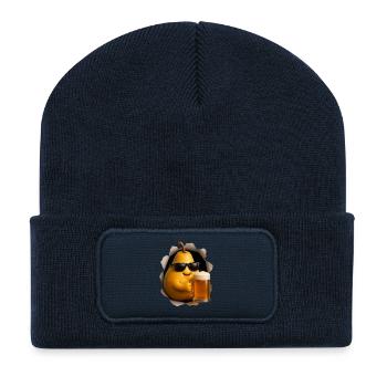 Birne Bier - Recycelte Patch Beanie - French Navy - Vorne