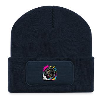 Neon Drift Wheel, Burnout Tuning Shirt - Recycled Patch Beanie - french navy - Front