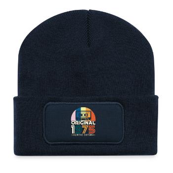50 Years Anniversary 1975 Vintage Original Gift - Recycled Patch Beanie - french navy - Front