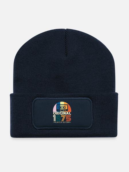 50 Jahre Jubiläum 1975 Vintage-Originalgeschenk - Recycelte Patch Beanie - French Navy