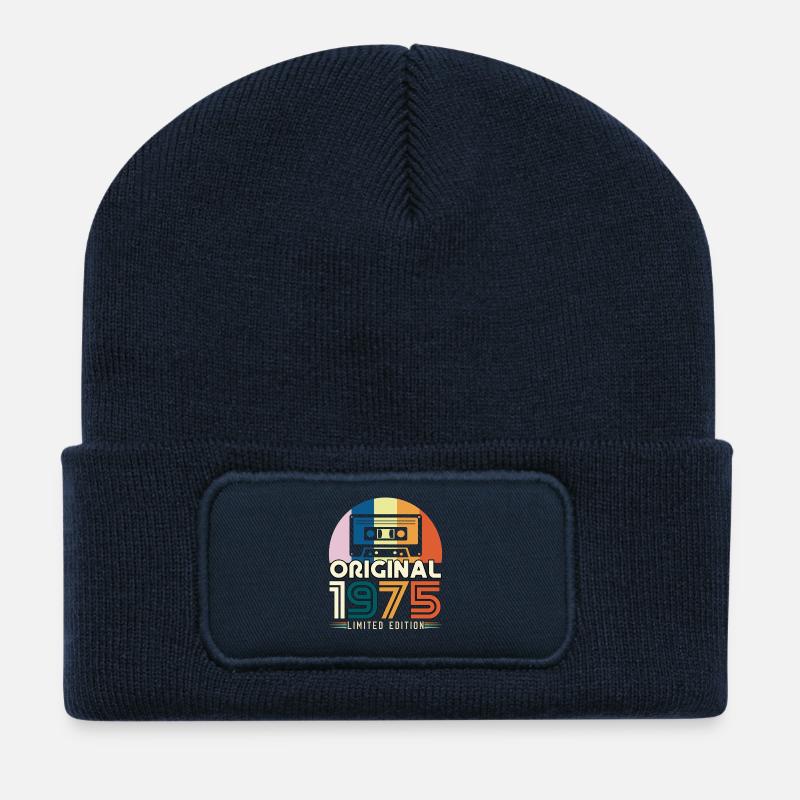 50 Jahre Jubiläum 1975 Vintage-Originalgeschenk - Recycelte Patch Beanie - French Navy