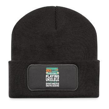 Hawaiian Ukulele Uke I Don't Make - Recycelte Patch Beanie - Dunkelgrau - Vorne