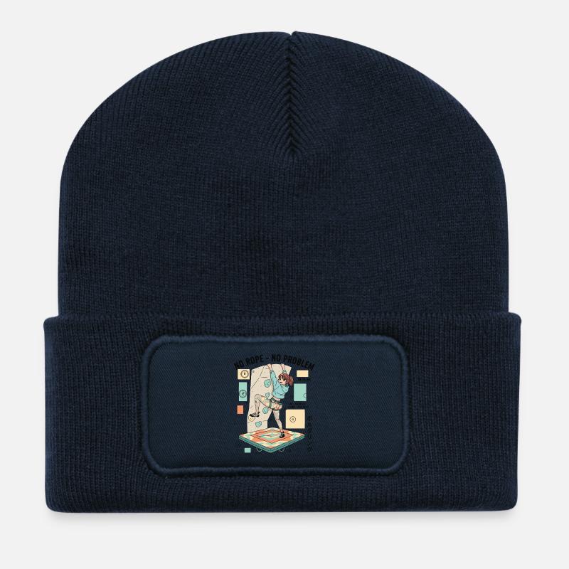 Kein Seil Kein Problem Bouldering Kletterer Spaß - Recycelte Patch Beanie - French Navy