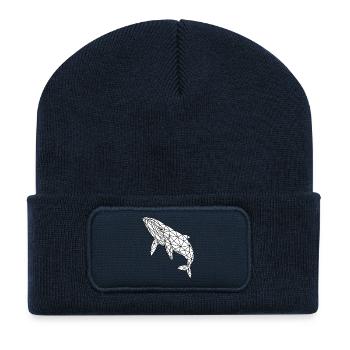 Geometrischer Polygonwal - Recycelte Patch Beanie - French Navy - Vorne