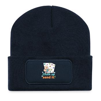 Kreide auf, schick es, Felsklettern, Bouldering Spaß - Recycelte Patch Beanie - French Navy - Vorne