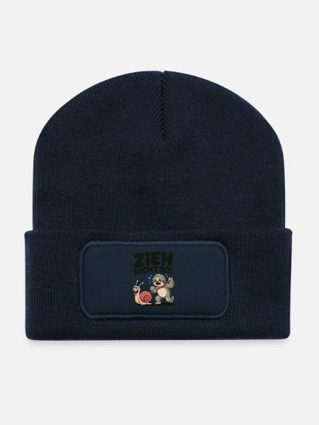 Faultier mit Schnecke, entspanntes funshirt - Recycelte Patch Beanie - French Navy