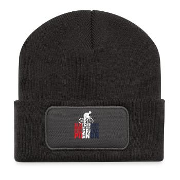 Wenn der Weg schwierig wird – Radfahrer-Geschenk - Recycelte Patch Beanie - Dunkelgrau - Vorne