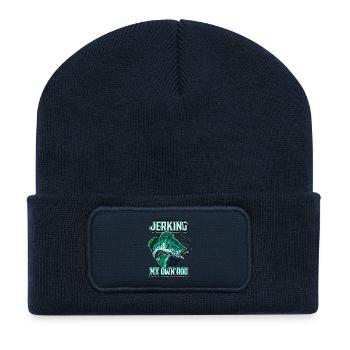 Always Jerking My Rod Funny Fishing - Recycled Patch Beanie - french navy - Front