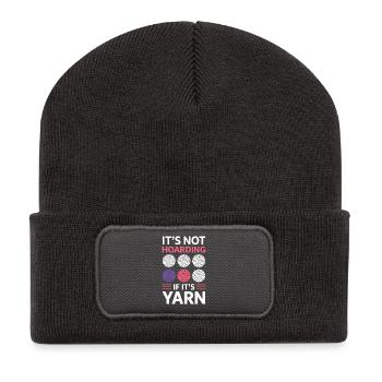Tricot : Crochet, cadeau en laine amusant DIY - Beanie recyclé à patch - charbon - Devant