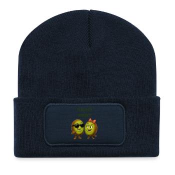 Fluffy Effect Kiwi Duo - Beanie recyclé à patch - bleu marine - Devant