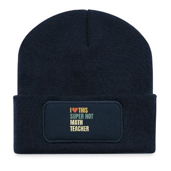 I Love This Super Hot Math Teacher Retro - Recycled Patch Beanie - french navy - Front
