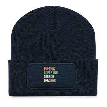 I Love This Super Hot French Teacher Retro - Recycled Patch Beanie - french navy - Front
