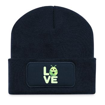 Raupe Liebe Schmetterling - Recycelte Patch Beanie - French Navy - Vorne