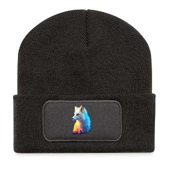 Polarfuchs Schneefuchs Eisfuchs Süßer Weißer Fuchs - Recycelte Patch Beanie - Dunkelgrau - Vorne