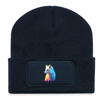 Polarfuchs Schneefuchs Eisfuchs Süßer Weißer Fuchs - Recycelte Patch Beanie - French Navy - Vorne
