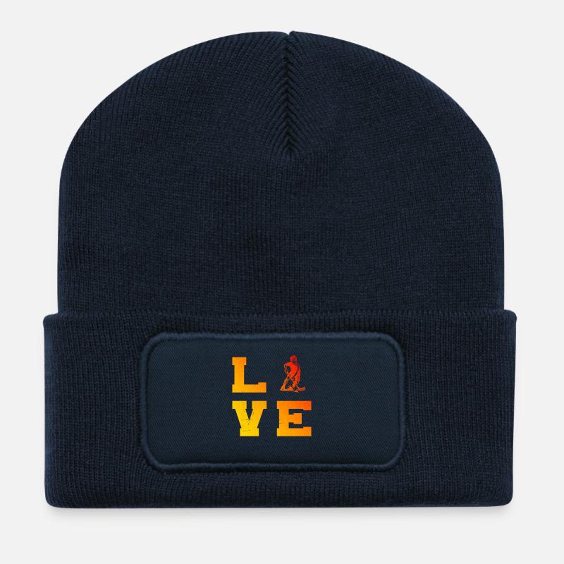Klassisches Floorball Motiv - Recycelte Patch Beanie - French Navy